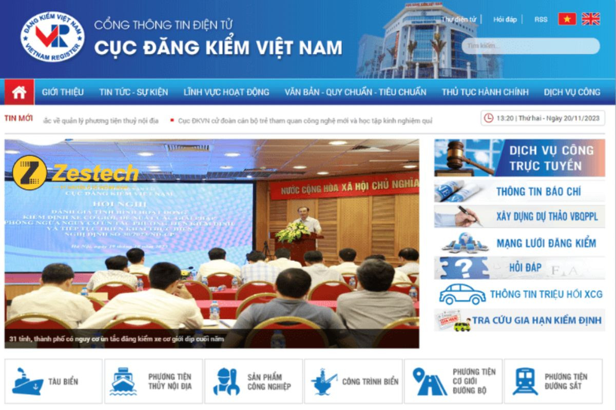 Mở trình duyệt web và truy cập vào trang của Cục Đăng Kiểm Việt Nam