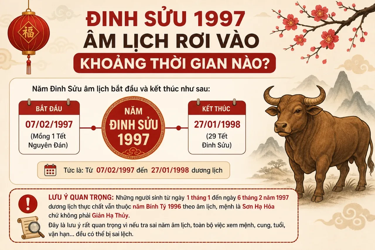 Đinh Sửu 1997 Âm Lịch Rơi Vào Khoảng Thời Gian Nào?