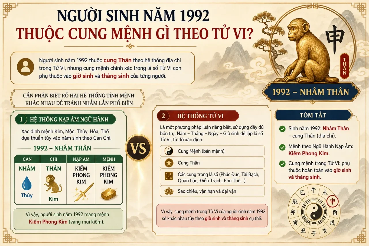 Người Sinh Năm 1992 Thuộc Cung Mệnh Gì Theo Tử Vi?